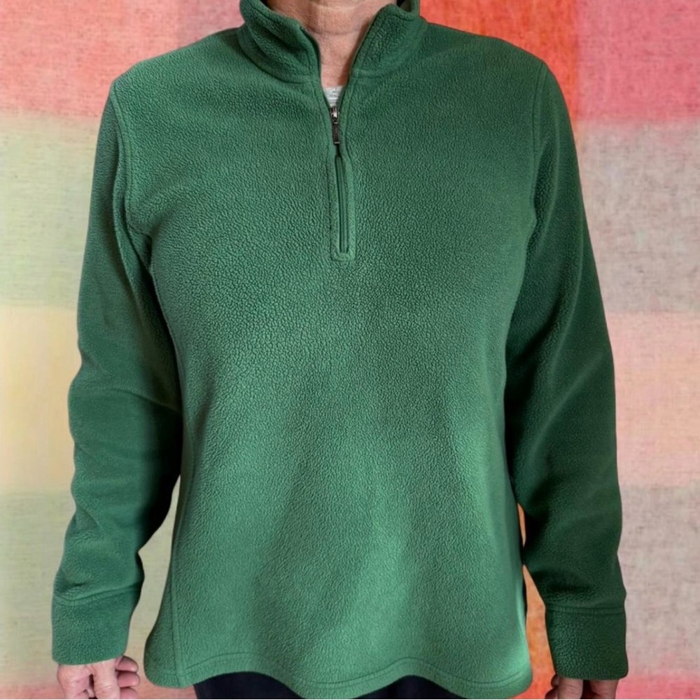 L.L. Bean Green Quarter Zip Fleece Jacket